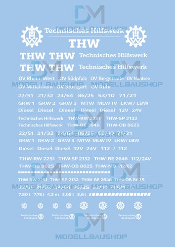 Thw decal beschriftung - decal, 1:87