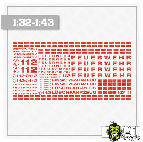 Aufkleber set feuerwehr rot - aufkleber,